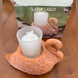 vintage Larry Laslo Terra Cotta Swan Candle